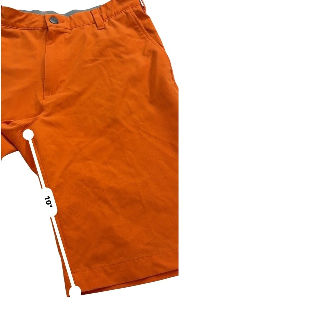 Adidas Mens Golf Shorts Orange Stretch Performance Flat Front 10